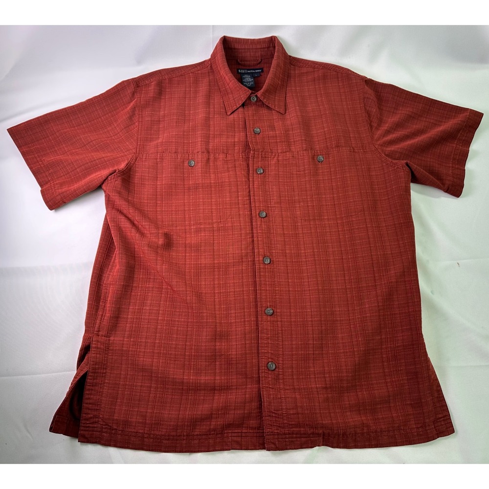 5.11 Tactical Series Short Sleeve Shirt Red L Covert Rayon Blend Utility Vented